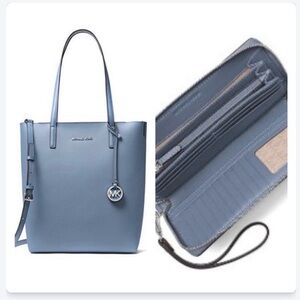 michael kors 2pcs bundle saffiano Leather tote & JET SET TRAVEL CONTINENTAL NWT